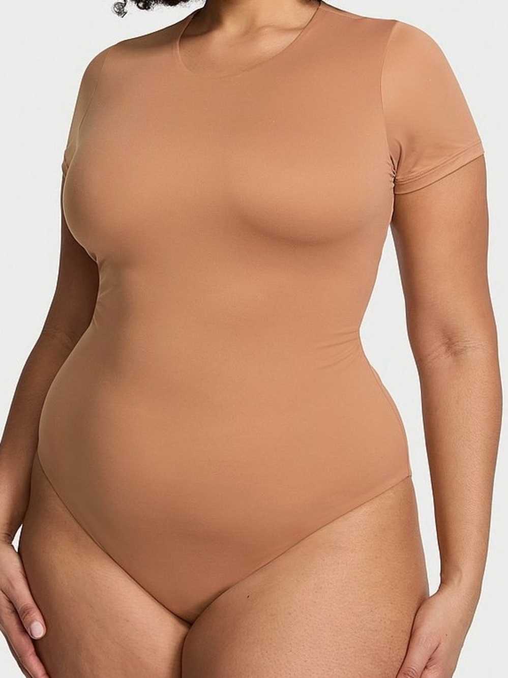 Victoria's Secret Tan Seamless Short-Sleeve Bodysuit